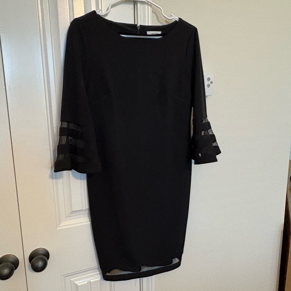 Calvin Klein Black Dress with Sheer Sleeves